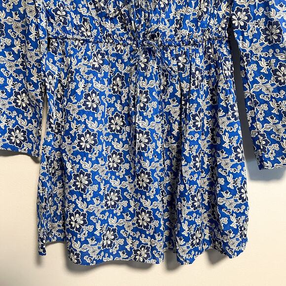 J. Crew Tiered Tie Front Floral Beach Dress NWT Size S Cobalt Blue - Picture 7 of 13